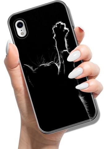 Silicone Case for iPhone XR 6.1 inch Print Animal Pattern Design Soft TPU Bumper Shockproof Cover Black Case for Women Girls Man Boys - Cat's Paw