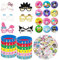 Clvsyh 86 Pcs Cartoon Regalos de Cumpleaños para Niños, Gafas de Papel de Fiesta, Pulsera de Goma de Silicona, Cartoon Pegatinas Infantiles, Pines de Anime Insignias, Regalos para Fiestas Infantiles