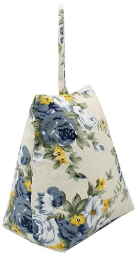 CERAYOU Blue Rose1 Canvas Doorstop, Heavy Duty Trapezium Fabric Door Stopper with Handle, Decorative Door Stopper for Home Office Bedroom Living Room