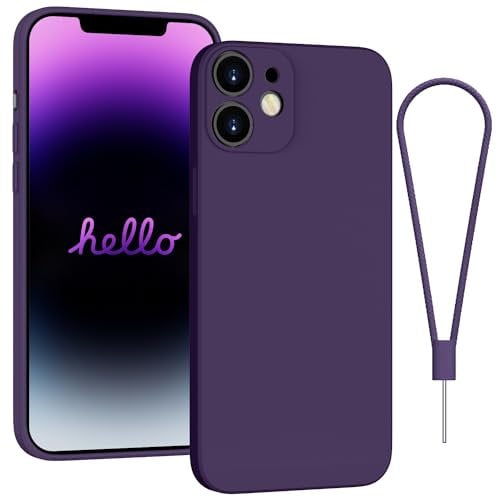 Andwing For iPhone 12 Case Silicone Case Soft Ultra Slim Protective Shockproof Silicone Case Scratch-Resistant Microfiber Lining, 6.1 Purple