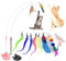 Cat Toys for Indoor Cats Adult Teaser Cat Wand with Super Suction Cup Interactive For Kitten, 8 Detachable Feather Bells Replacements, 2 Wands, 2 Super Suction Cup