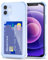 Svanove für iPhone 12 Mini Hülle Kartenfach Silikon Durchsichtig, Dünn Transparent Karten Wallet Handyhülle mit Kameraschutz, Klar TPU Karte Handy hülle Kartenhalter Schutzhülle Bumper Case, Hellblau