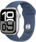 Apple Watch Series 10 (GPS 42 mm) Smartwatch mit Aluminiumgehäuse in Silber und Sportarmband in Denim (S/M). Fitnesstracker, EKG App, Always-On Retina Display, Wasserschutz