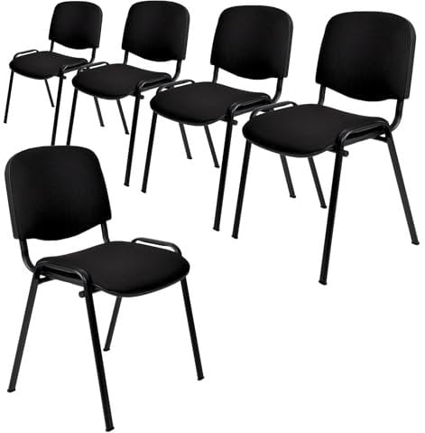 topsit Besucherstühle 5er Set, stapelbare Konferenzstühle ohne Armlehnen, Stapelstühle mit Metallgestell, für Büro, Konferenz, Reception, Schwarz