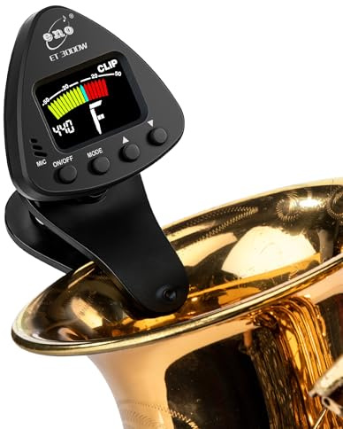ENO MUSIC Professionelles Stimmgerät für Altsaxophon mit farbigem LCD-Display – solides Blasinstrumentenstimmgerät, Saxophon-Zubehör für Musiker