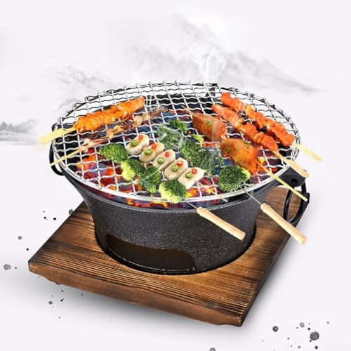 SHALONYOU Barbecue Coreano a carbonella, Piccola griglia a carbonella da 25,5 cm, griglia Portatile, Barbecue da Tavolo, griglia Kbbq, da Esterno, da Campeggio (19,5 cm)