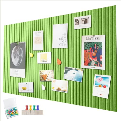 Große Filz Pinnwand Selbstklebend,120 x 90cm Filzboard,dekorative Pinnwand aus Filz,0,9cm dick,faltbare Fototafel Memotafeln Memo Boards Bulletin Board Wanddekoration für Büro Küche,Grün