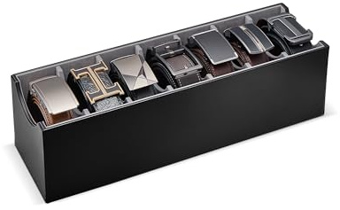 Lolalet 7 Fächer Gürtelhalter, Gürtel Aufbewahrung Gürtel Aufbewahrungsbox für Closet Drawer, Gürtel-Belt Organizer für Herren -1 Pack, Schwarz