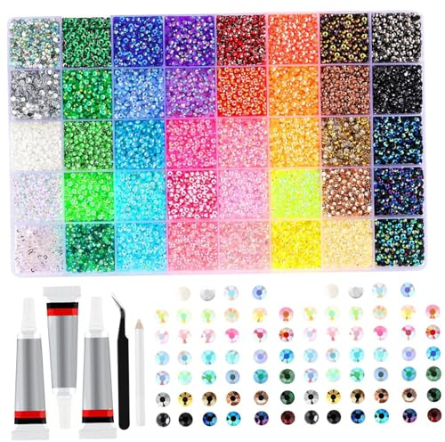Kit éblouissant de strass en résine de 32 000 pièces avec 3 pièces colle 10 ml, kit d'éblouissement strass colorés 0, 3 cm pour vêtements artisanaux, tasses, chaussures, tissu, Nail Art, 4