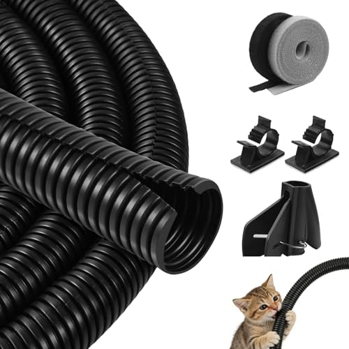 10Ft Cable Tidy Kit Durable Cable Management for Home from Pet Chewing,Black Cable Conduit Trunking for Electric Cable Easy-Install for Office,TV&PC(13mm)