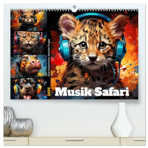 Musik Safari (hochwertiger Premium Wandkalender 2026 DIN A2 quer), Kunstdruck in Hochglanz: Erleben Sie die verblüffende Harmonie zwischen Tieren und ... auf Klänge reagieren. (CALVENDO Tiere)