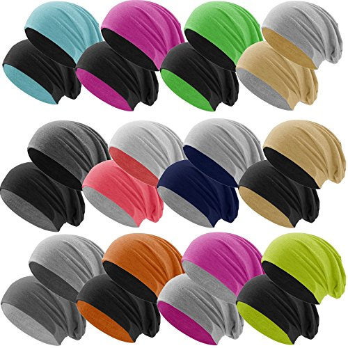 Hatstar® Bicolor Slouch Long Beanie Mütze | leicht und weich | für Damen und Herren | Übergangsmütze für Frühling und Sommer (Zwei-farbig | Bicolor grün-schwarz)