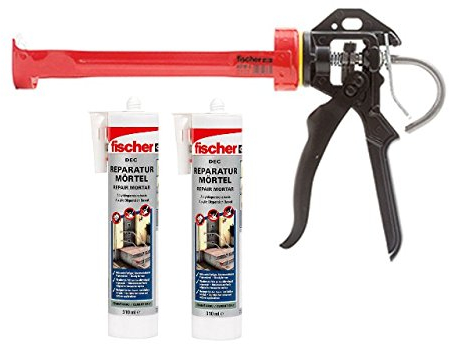 Fischer Reparaturmörtel mit Kartuschenpistole 2 x Express Cement 534474 DEC ZEG zementgrau