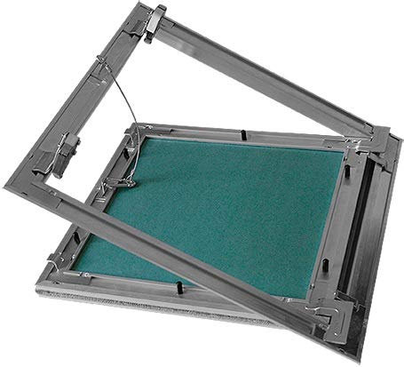 Trampilla MÁXIMA 300mm x 300mm, Alu/Placa Hidro 12,5mm, Apertura/Cierre por doble Clic y junta perimetral felpa.