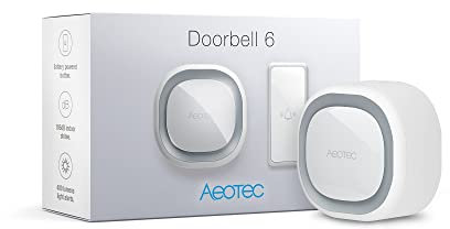 Aeotec Z-Wave Doorbell 6 avec Outdoor Button, Z-Wave Plus, Sonnerie Lumineuse et Murale, Carillon sans Fil Smart Home, 110 Db, Alertes audio et Visuelles (Doorbell 6 avec Button) ZW162