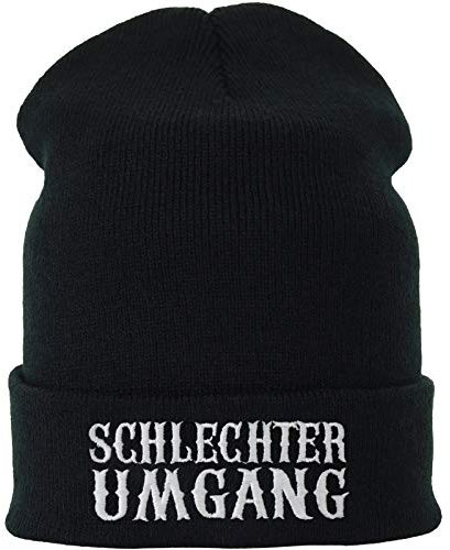 EXPRESS-STICKEREI Lustige Strickmütze - Warme Wintermütze mit Spruch Schlechter Umgang - Beanie für Damen und Herren - Unisex Wollmütze - Heavy Metal Haube mit Spruch