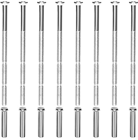 KINBOM 8 Sets M3 Door Handle Screws, Nickel Plated Male to Female Door Handle Screws Connecting Fixing Bolts and Sleeves for Escutcheons Cabinet Drawers