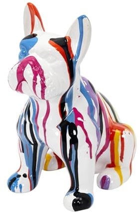 HOME DECO FACTORY The Sculpture Bulldog Céramique Coulures 20 cm HD1317 Multicolore