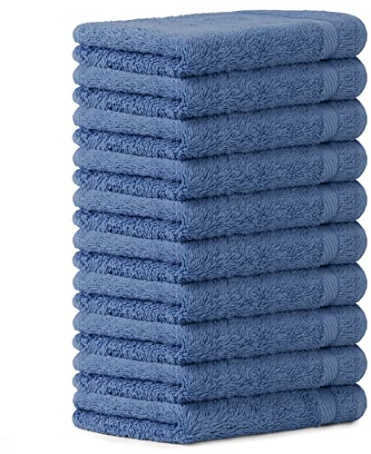 Luckytowel 10er Set Seiftücher 30x30 cm 100% Baumwolle, 600g/m² Oeko-Tex Waschlappen Set 10er Pack Blau