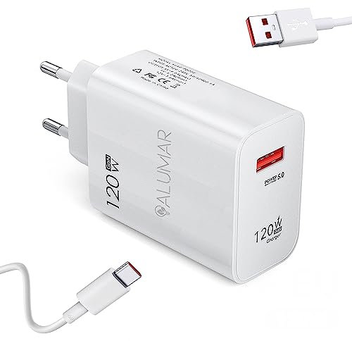 Cargador Ultra Rápido 120W Turbo Charging 5.0 con Cable USB C 6A para Xiaomi,Redmi Note, Mi,Poco, Samsumg, Cargador USB c Carga rapida