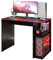 Madesa Gaming Computer Desk 39 Inch with 2 Shelves and Headphone Hanger Wooden Sturdy Home Office Table for Kids and Adults - Black/Red