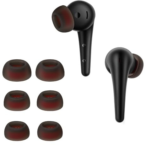 kwmobile 6x Replacement Ear Tips Compatible with 1More Aero - Silicone Tips for Earphones - Black