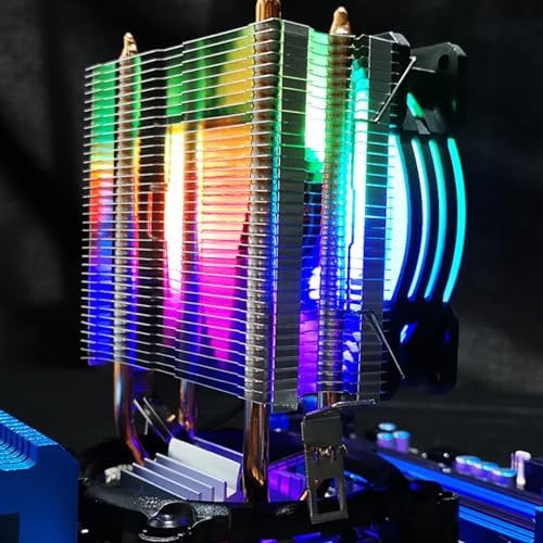 RGB CPU Air Cooler, 2 Heat Pipes CPU Cooler with 90mm FDB Fan, 48cfm 1800PRM, for Intel LGA115X/1366/775/1200/2011, for AMD AM4/AM3+/AM3/FM2+/FM1