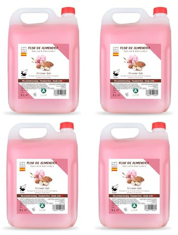 Vitacab - Confezione da 4 flaconi per bagnoschiuma - Gel da bagno – confezione da 4 taniche da 5 litri – ricarica per dispenser bagno casa hotel – formula delicata