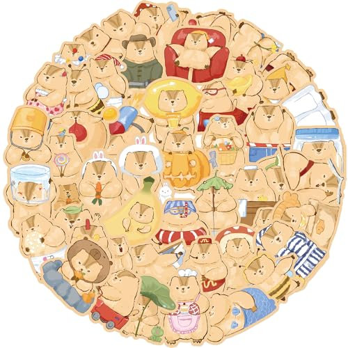Murmeltier Aufkleber 50 Stück Wasserdicht - Niedliche Tier Sticker für Laptop, Skateboard, Scrapbook, Auto, Fahrrad, Computer, Gepäck, Motorrad - Vinyl Cartoon Groundhog für Jugendliche und Kinder