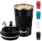 Pameil Thermobecher Kaffeebecher to go 380ml Edelstahl Kaffee-to-go Becher Thermo, Vakuum auslaufsicher Isolierbecher mit Deckel, Autobecher doppelwandig isoliert coffee to go becher (Schwarz, 1)