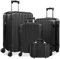 BULAGE Kofferset 4 Teilig Hartschale Leicht Reisekoffer Hartschalenkoffer Set Trolley Handgepäck Sets mit TSA Schloss und 4 Spinner Rollen Suitcase S M L XL Schwarz Groß Koffer Set