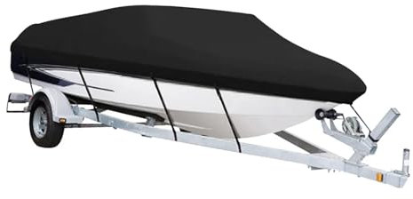 Cubierta de barco 190D negra portátil para barco de esquí, protección solar, impermeable, cubierta anti UV, a prueba de polvo, resistente al agua, remolque marino, accesorio de toldo de lona (11-13
