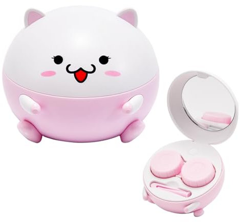 Cute Contact Lens Cleaner, 3D Kitten Shape Contact Lens Case with Cleaning Function Ultrasonic Contact Lens Cleaning Machine for Home Office Travelling