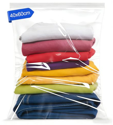 20 Bolsas Plastico Transparente,bolsaes Plastico Autocierre Hermeticas | 40x60cm Bolsas Grandes de Plástico Transparente Resellables,bolsa Zip Grande, para Cocina Almacenamiento Ropa Joyería