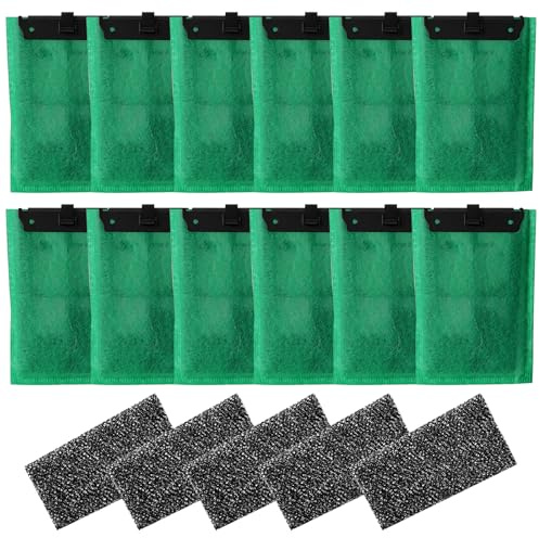 SUPRBIRD 12 filtri ai carboni attivi e 5 filtri in schiuma compatibili con Tetra EasyCrystal Filter 250/300, cuscinetti filtranti di ricambio per Tetra EasyCrystal, adatti per Repto-DecoFilter