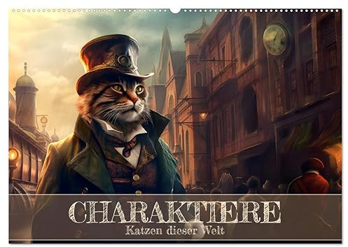 Charaktiere Katzen dieser Welt (Wandkalender 2026 DIN A2 quer), CALVENDO Monatskalender: Katzenrassen in einer fantastischen Steampunk Welt (CALVENDO Tiere)