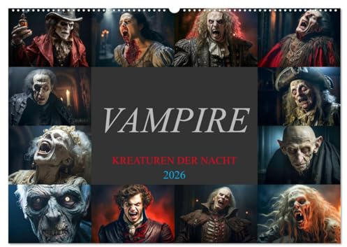 Vampire - Kreaturen der Nacht (Wandkalender 2026 DIN A2 quer), CALVENDO Monatskalender: Entdecke die Vielfalt der Vampire und lass dich von ihrer dunklen Anziehungskraft verzaubern. (CALVENDO Kunst)