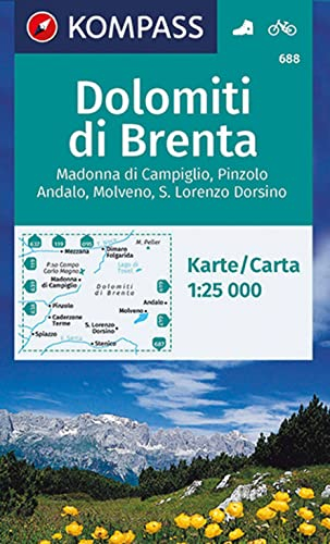 KOMPASS Wanderkarte 688 Dolomiti di Brenta 1:25.000: mit Radrouten