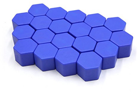 sourcing map 20pcs 19mm silicone bleu écrou roue moyeu roue voiture couvre poussière vis Protéger Capuchons