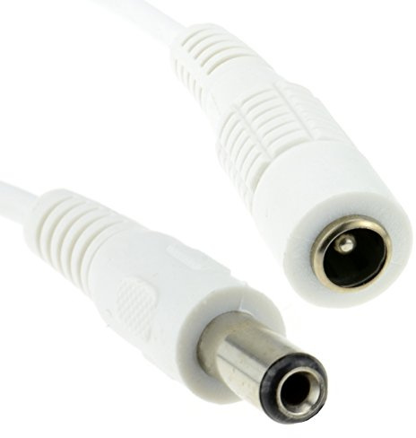 kenable DC Power Extension Cable 5.5mm x 2.1mm Plug to Socket for CCTV Security Cameras 10m White