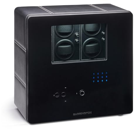 BARRINGTON Automatischer Uhrenbeweger für 12 Uhren in Schwarz Premium Uhrenbox mit Super Leisem Motor Stilvolle LED-Digitalanzeige Uhrenorganisator