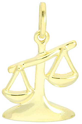 My Gold Damen Herren Kinder Sternzeichen Anhänger Waage Gold 585 Echtes Gelbgold (14 Karat) Mini 18mm x 10mm (Ohne Kette) Majestico A-06006-G401-Waa