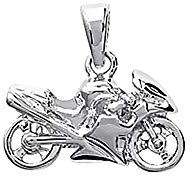 NKlaus massiver Biker 925er Sterlingsilber Silber Motorrad Ketten Anhänger Herren 25x14mm 5064