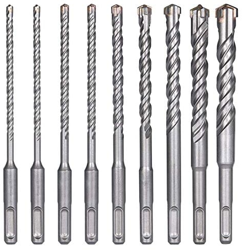 flintronic® Punte per calcestruzzo, 9 pezzi (5 mm ~ 16 x 160 mm) Punta per trapano elettrico SDS-Plus per perforatore, punte trasversali, mattoni, pietra, naturale, metallo