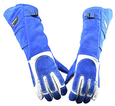 GLJY Animal Handling Anti-Biss/Kratzer Handschuhe für Hund Katze Vogel Schlange Papagei Eidechse Wildtiere Schutzhandschuhe, blau, 55cm,M