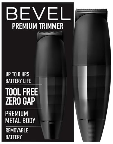 Bevel Bartschneider für Männer – Black Edition Schnurloser Trimmer, 8 Stunden wiederaufladbare Akkulaufzeit, werkzeuglos verstellbare Klinge ohne Lücken, Friseurbedarf, Schnurrbart-Trimmer