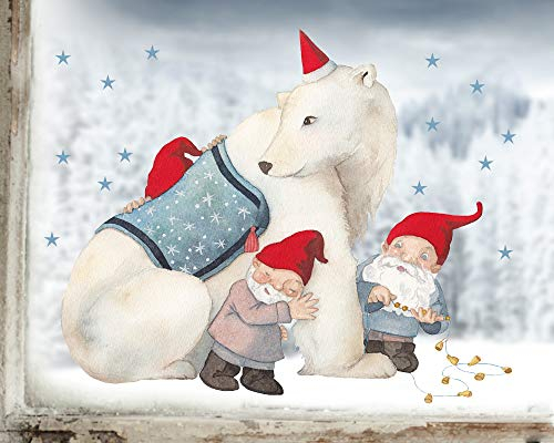 TinyFoxes Fensterbild Polarbär - selbstklebend und wiederverwendbar - Fensterbild für Weihnachten - handgezeichnet von Kristin Franke