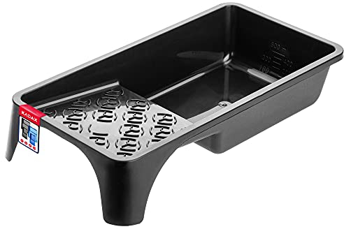 KADAX Vaschetta per colorare, ciotola in plastica, per pittore, ciotola per verniciare con pratico manico piccolo, vaschetta per verniciare, accessorio leggero, per pittura (1, nero)