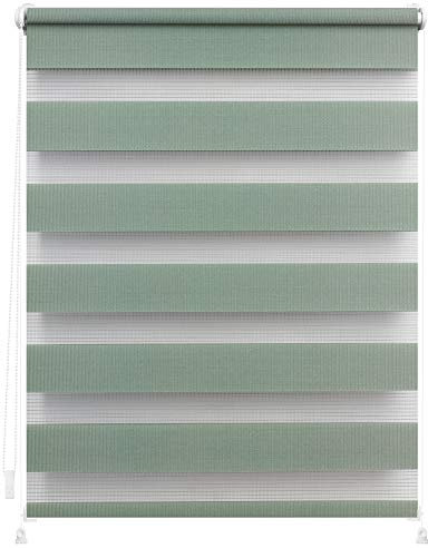 Lichtblick Doppelrollo ohne Bohren mit Verspannung, Trendfarben, stufenlos verstellbar, einfache Montage, für Fenster Salbei,60 cm x 150 cm (B x L)