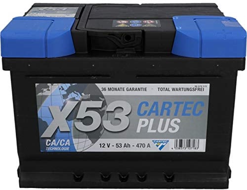 Cartec Plus Auto-Batterie, 53 Ah / 470 A, wartungsfreie Starter-Batterie, mit Calzium Technologie